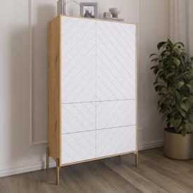 Комод-пенал Lion Амарант 84x40x150 см Дуб Артизан/Белый (LION-042197)