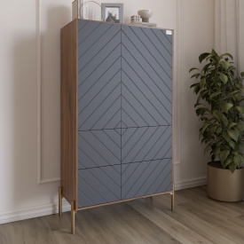 Комод-пенал Lion Амарант 84x40x150 см Дуб Ліворно/Графітовий (LION-042203)