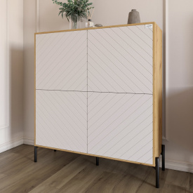 Комод-пенал Lion Амарант 114x40x126.5 см Дуб Артізан/Білий (LION-042017)