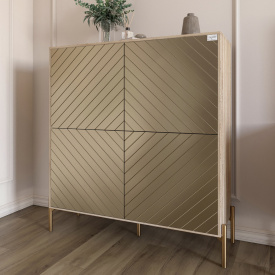 Комод-пенал Lion Амарант 114x40x126.5 см Дуб Сонома/Перламутровий металік (LION-042068)