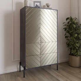 Комод-пенал Lion Амарант 84x40x150 см Бетон темный/Перламутровый металлик (LION-042162)