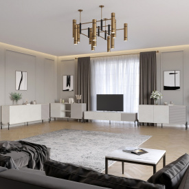 Комплект меблів для вітальні Lion Грей 4 елементи Бетон/Кашемір (LION-042843)