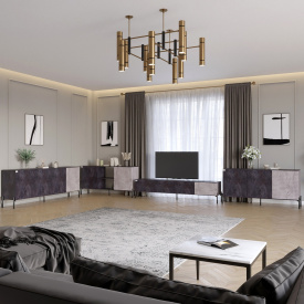 Комплект мебели для гостиной Lion Грей 4 элемента Бетон темный/Камень (LION-042829)