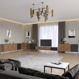 Комплект мебели для гостиной Lion Грей 4 элемента Дуб Ливорно/Асфальт (LION-042910)