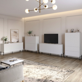 Комплект меблів для вітальні Lion Амарант 4 елементи Бетон/Білий (LION-042306)