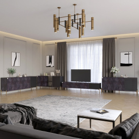 Комплект меблів для вітальні Lion Грей 4 елементи Бетон темний/Асфальт (LION-042920)