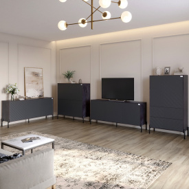 Комплект меблів для вітальні Lion Амарант 4 елементи Бетон темний/Графітовий (LION-042286)