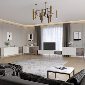 Комплект меблів для вітальні Lion Грей 4 елементи Бетон/Дерево (LION-042889)