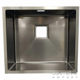 Квадратная кухонная мойка под столешницу Fabiano Quadro 44 Celldecor Nano Graphite нержавеющая сталь, декор соты