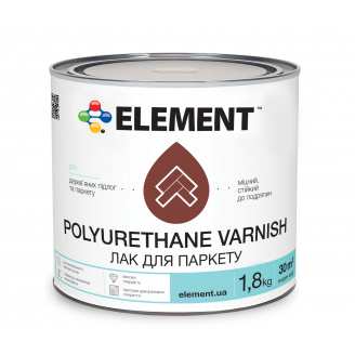 Лак для паркету ELEMENT POLYURETHANE VARNISH напівматовий 1,8 кг