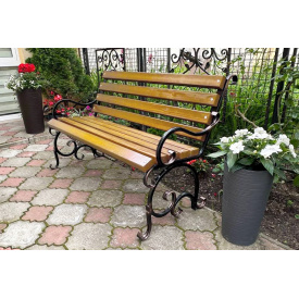 Лавка садова кована Tobi Sho Дольче з підлокітниками для дачі, тераси 170 см колір дуб