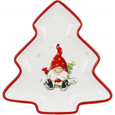 Новорічна тарілка Gnomes on a sled 20,5х21 см у формі ялинки BonaDi Різнокольоровий DP232364