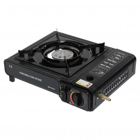 Портативная газовая плита RIAS BDZ-155-A с пьезоподжигом и адаптером Black (3_03935)