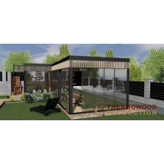 Модульная сауна 7,0х3,6м со SPA зоной 7,5х4,0м и SPA бассейном Swimspa Helios от Thermowood Production Київ