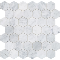 Мраморная мозаика MOZAICO DE LUX C-MOS HEXAGON BIANCO CARRARA POL 6×305×305 мм Чернигов