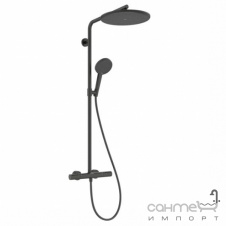 Душевая стойка с термостатом Hansgrohe Raindance Alive S Puro 300 1jet 24592340 Ecostat Element черный матовый хром