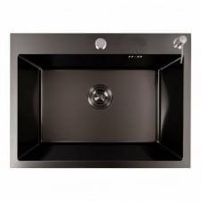 Кухонная мойка Platinex Handmade 60*45 PVD (с диспенсером сифоном и креплением), Чёрный