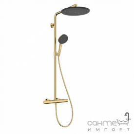 Душевая стойка с термостатом Hansgrohe Raindance Alive S Puro 300 1jet EcoSmart 24593990 Ecostat Element золото