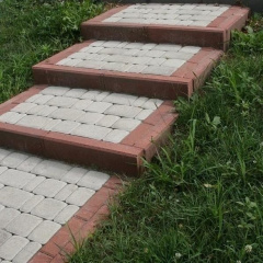 Тротуарная плитка Золотой Мандарин Старый город 120х40 мм на белом цементе белый Лосиновка