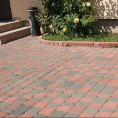 Тротуарная плитка Золотой Мандарин Старый город 120х80 мм на сером цементе красный Шепетовка