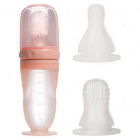 Силіконова пляшка ложка ніблер 2Life Y4 50 мл Рожевий (v-12708)