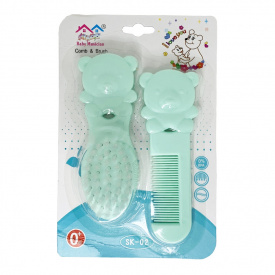 Набір дитячий гребінець і щітка "Ведмедик" Mega Zayka MGZ-0711(Turquoise) бірюзовий