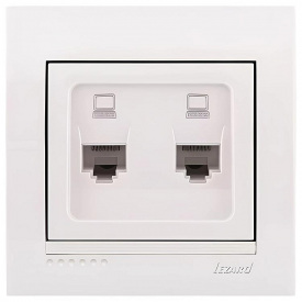 Компьютерная розетка двойная Lezard Deriy RJ45 5 категория Белая (702-0202-141)