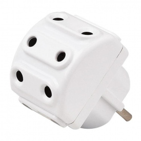 Переходник на 5 входов без заземления белый (LMA007) Lemanso