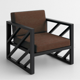 Крісло металеве Tobi Sho Гранд/DV13 з подушками для офісу, дачі, саду, 750х700х700 рогожка Коричневий/08