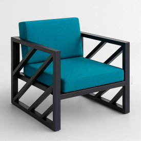 Крісло металеве Tobi Sho Гранд/DV13 з подушками для офісу, дачі, саду, 750х700х700 рогожка Бірюзовий/16