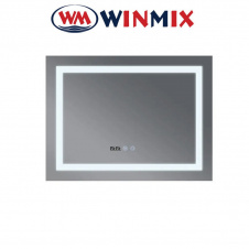 Зеркало для ванной комнаты Winmix WARM MR02-90x70 (с LED-подсветкой, часы, антизапотевание)