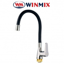 Смеситель для кухни Ухо Winmix SOP4-146 Black REFLECTOR рефлекторный чёрный гусак с силиконовым изливом, Польша