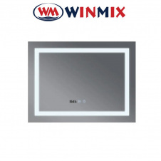 Зеркало для ванной комнаты Winmix WARM MR02-80x60-CASE (с LED-подсветкой, часы, антизапотевание)