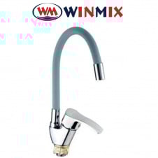 Смеситель для кухни Ухо Winmix YUB4-279 GRAY REFLECTOR рефлекторный серый гусак с силиконовым изливом, Польша