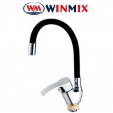 Смеситель для кухни Ухо Winmix YUB4-279 BLACK REFLECTOR рефлекторный черный гусак с силиконовым изливом, Польша