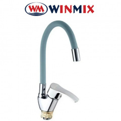 Смеситель для кухни Ухо Winmix YUB4-279 GRAY REFLECTOR рефлекторный серый гусак с силиконовым изливом, Польша Коломыя