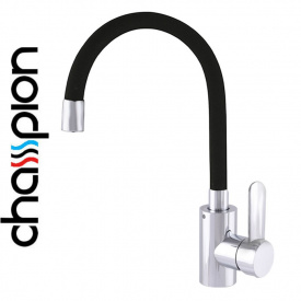 Змішувач для кухні рефлекторний чорний гусей Champion SAS-011 REFLECTOR CHROME BLACK, нержавіюча сталь