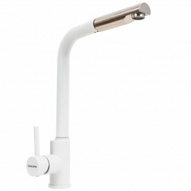 Змішувач для кухні з висувним виливом Platinex Q411B, Білий