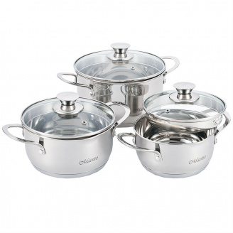 Набор кастрюль 6 предметов Maestro из нержавеющая сталь с крышкой MR-3510-6