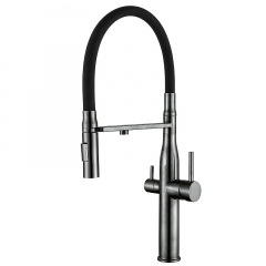 Кухонний змішувач на дві води Mixxus VTM-021 graphite Refl.Black (нерж. сталь) (MI6088) Тернопіль