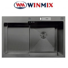 Кухонна мийка Winmix MH7849R-HK GRAPHITE з нержавіючої сталі зі сходинкою для сушарки та підставкою під ножі, Графіт Житомир