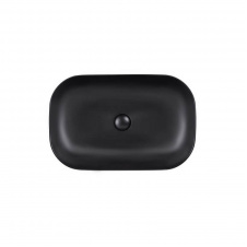 Раковина накладна прамокутна Qtap Robin 610x400x145 мм Matt Black + Донний клапан PU03