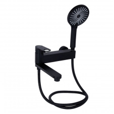 Змішувач для ванни Qtap Jay з душовим гарнітуром Black Matt (QTJAY260BLM45548)