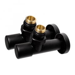 Комплект радіаторних кранів кутових Ideale Dante 1/2x1/2 чорний (21083) Надвірна