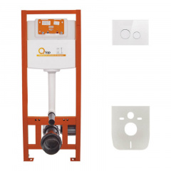 Інсталяція для унітазу 4 в 1 Qtap Nest ST з круглою панеллю змиву (QT0133M425V1164GW) Суми