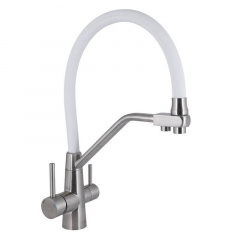 Змішувач для кухні Lidz Aria 020F3 White/Nickel (LDARI020F3WNK39480) Новомиколаївка