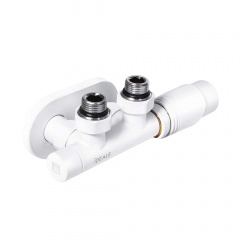 Кран дизайнерський кутовий Ideale DUO 1/2х1/2 білий (25450) Броди