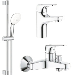 Комплект змішувачів для ванни 3 в 1 Grohe Bau Flow хром (UA121624S1) Золотоноша