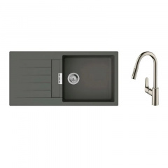 Мийка для кухні Hansgrohe S52 S520-F480 зі змішувачем Focus M41 сірий камінь-сталь (43358800) Ромны