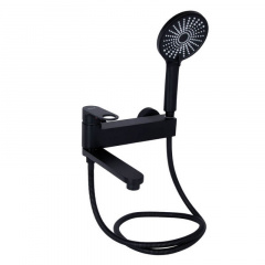 Змішувач для ванни Qtap Jay з душовим гарнітуром Black Matt (QTJAY260BLM45548) Бушеве